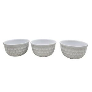 Primagera Portugal White Honeycomb Stoneware Dipping Bowls Set of 3